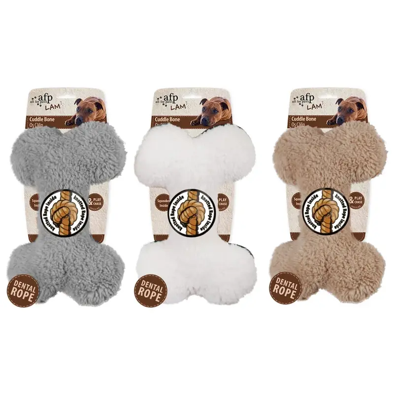 1x AFP Hunde Lammwolle Plüsch Knochen Spielzeug 23cm Stofftier Hund Kuscheltier