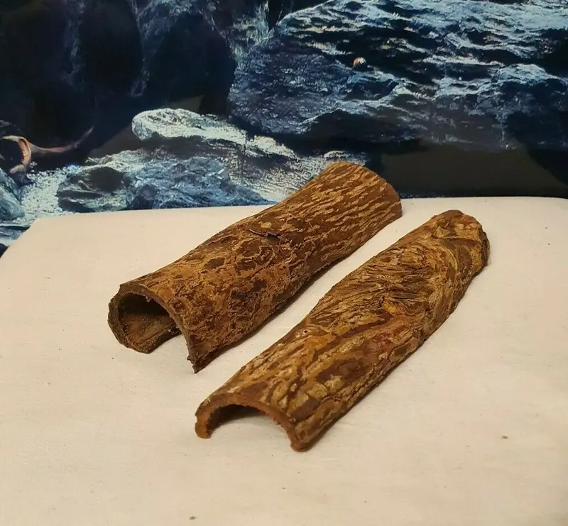 2x Seemandelbaumrinde / Catappa Bark Halbröhre 22x5x2,5cm Garnelen, Welse