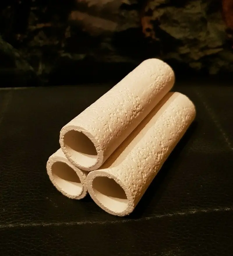 3er Röhrenstapel weiß mit Muster 7cm - Garnelenhöhle Aquarium Deko TOP