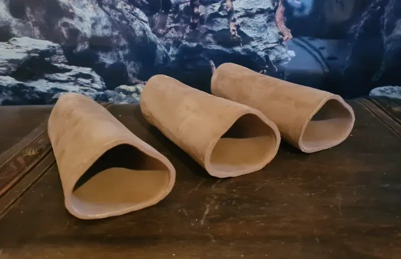 3x Welshöhle Laichhöhle 16,5cm braun Tonhöhle stollenform Welse Zucht Deko