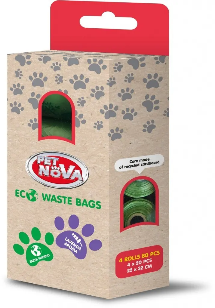 4er Pack = 80 Bio Beutel Kotbeutel Hundekotbeutel Hund Lavendelduft 22x32cm