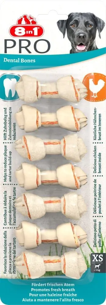 8in1 Delights Dental Kauknochen XS - 7 Hunde Knochen mit Hähnchenfleisch Hund