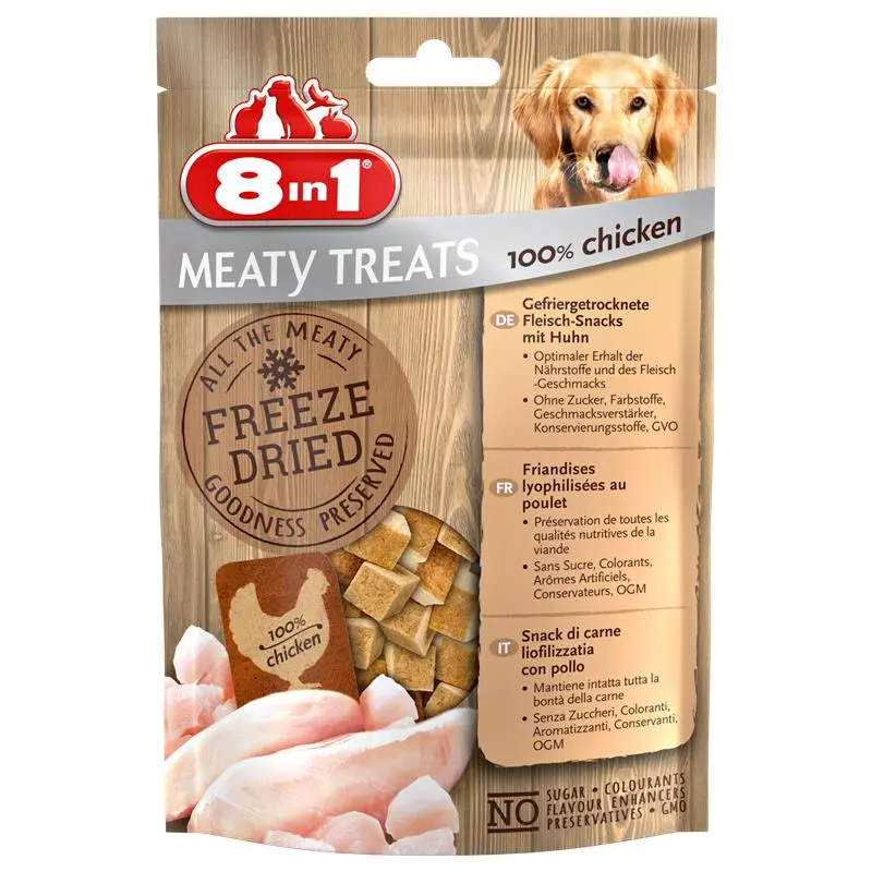 8in1 Leckerlis Gefriergetrocknete Würfel 100 % Hähnchenfleisch  50g