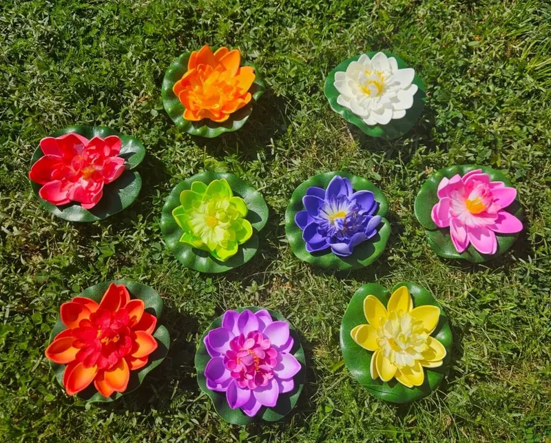 9er-Pack künstliche Seerose bunt 10cm Pflanze Gartenteich Teichpflanze Teich
