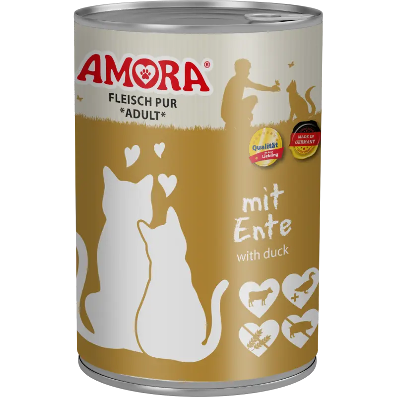 AMORA Fleisch Pur Katze Ente 400 g