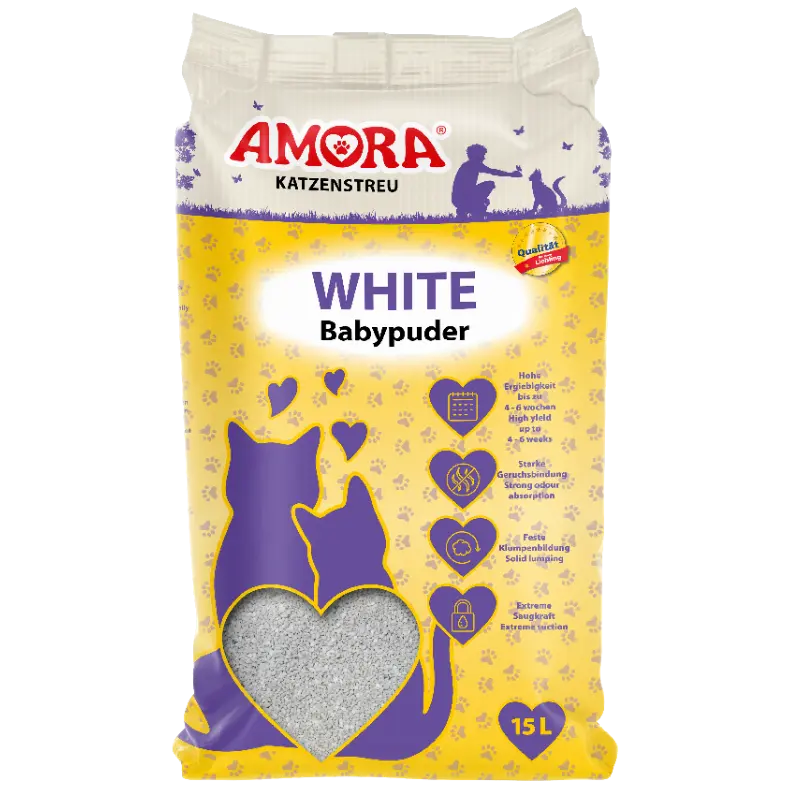 AMORA Katzenstreu White Babypuder