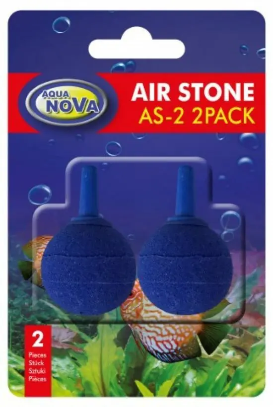 Aqua Nova Ausströmerstein 2er Pack Sprudelstein Ausströmer rund Stein 25mm blau
