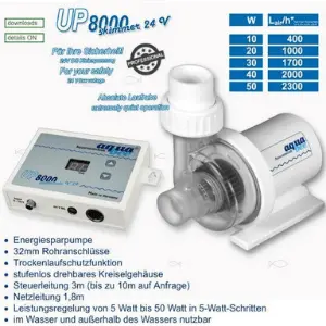 Aquabee Abschäumerpumpe UP 8000 electronic / 24 Volt regelbar