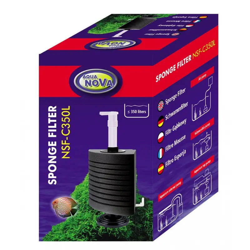 Aquanova NSF-C350L Eck-Schwammfilter für Aquarien bis 350 Liter