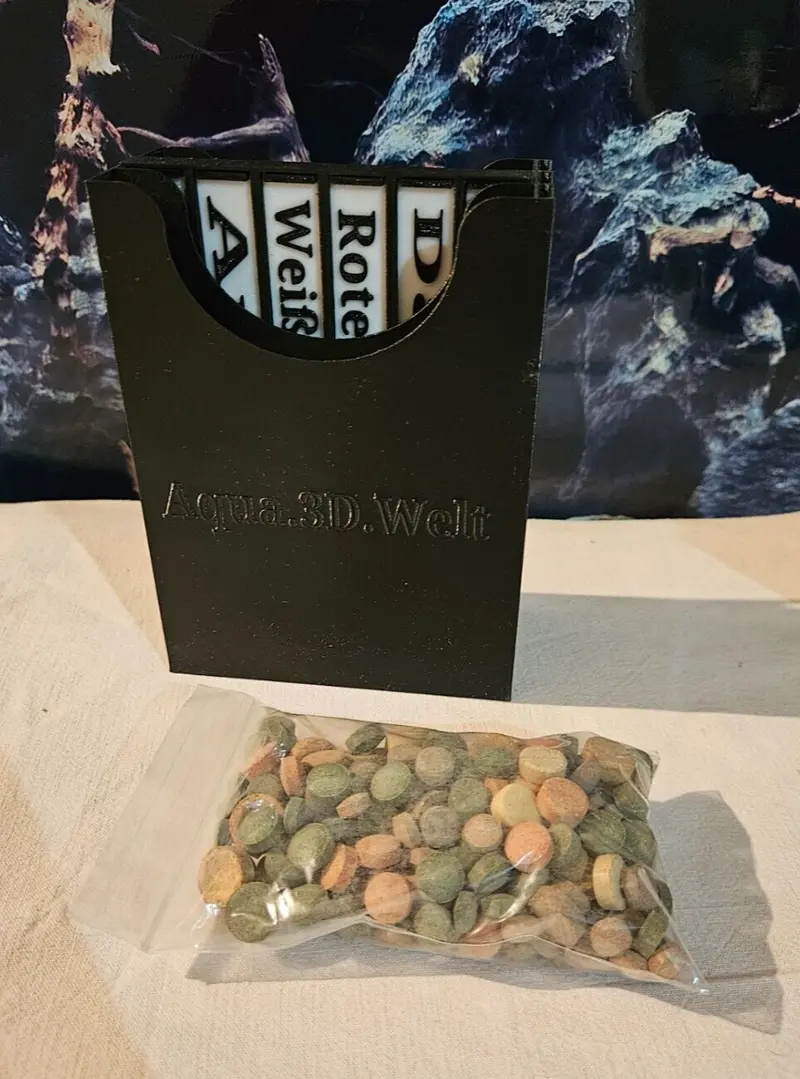 Aquarium 3-fach Frostfutterbox + 12 Namenschilder + 100g Tablettenmix 13 Sorten