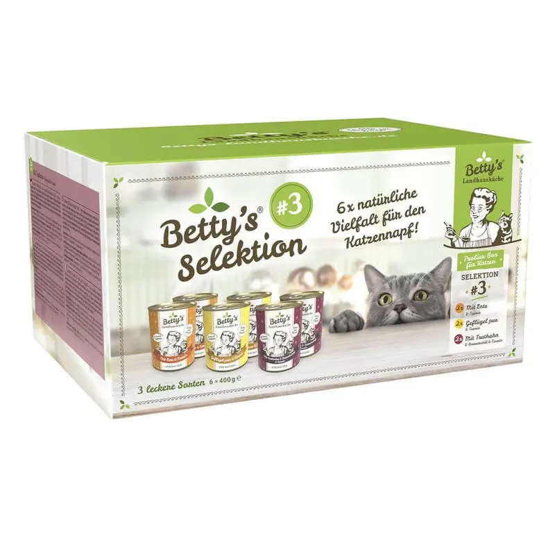 Bettys Landhausküche Katze Dose Box Selektion #3 Dosen 6x400g