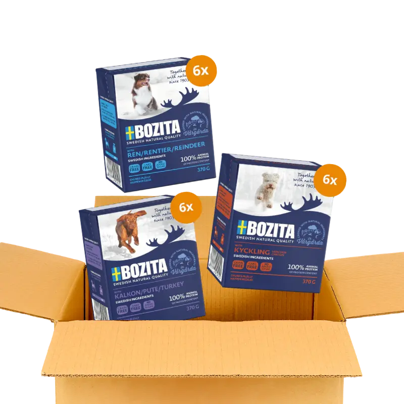 Bozita Happen 24 x 370 g – Probiermix in Gelee