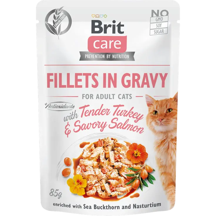 Brit Care Fillets in Gravy Turkey & Salmon 85 g