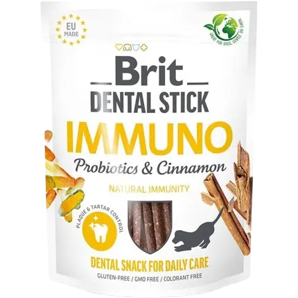 Brit Dog Snack Dental Stick Immuno - Probiotics & Cinnamon 251g