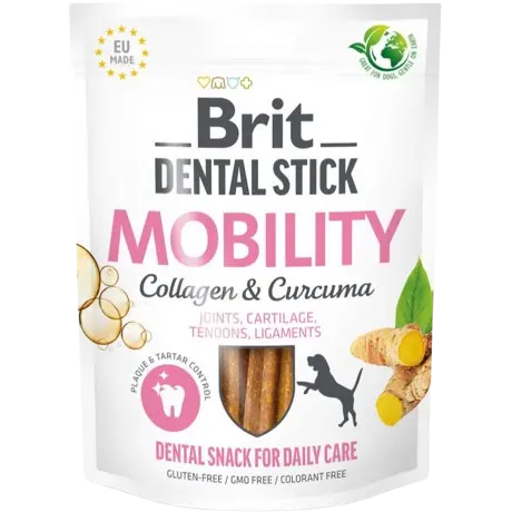 Brit Dog Snack Dental Stick Mobility - Curcuma & Collagen 251 g