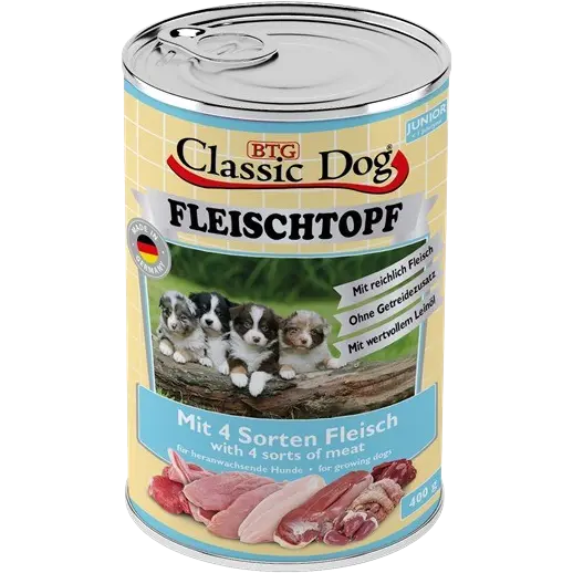 BTG Classic Dog Fleischtopf Junior 4 Sorten Fleisch 400 g