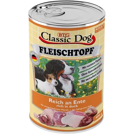 BTG Classic Dog Fleischtopf Pur Reich an Ente 400 g