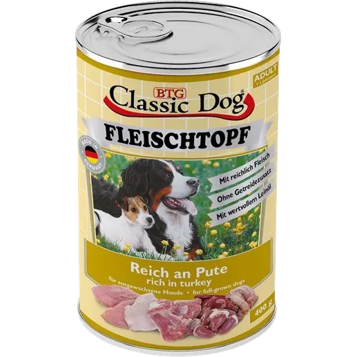 BTG Classic Dog Fleischtopf Pur Reich an Pute 400 g