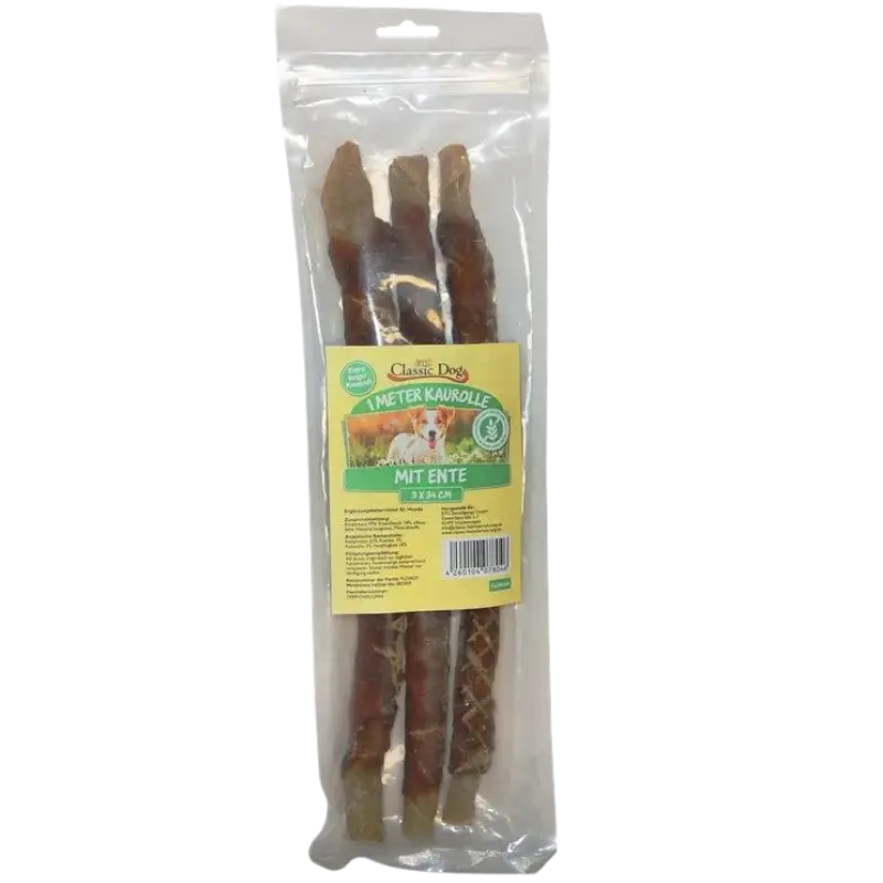 BTG Classic Dog Snack 1m Kaurolle mit Ente 3 x 34 cm