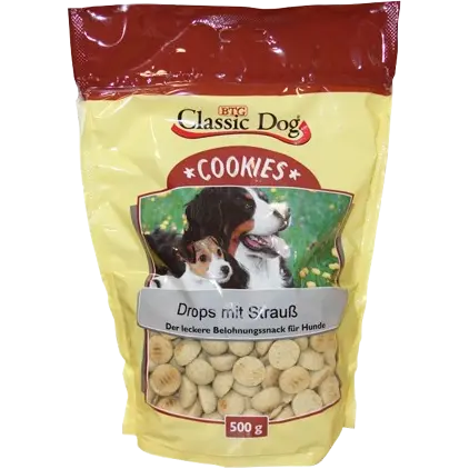BTG Classic Dog Snack Cookies Drops mit Strauß 500 g