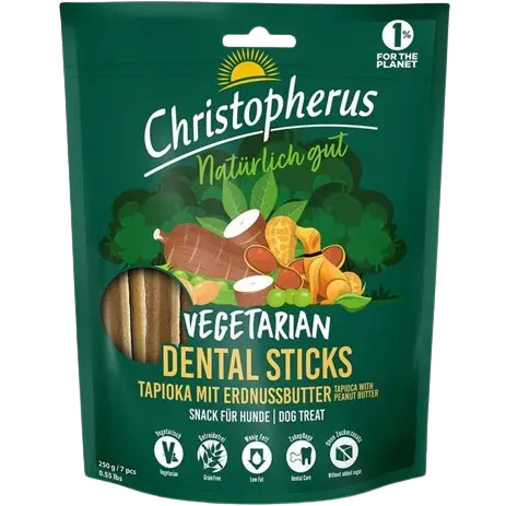 Christopherus Snack Vegetarian Dental Stick Erdnussbutter 250 g