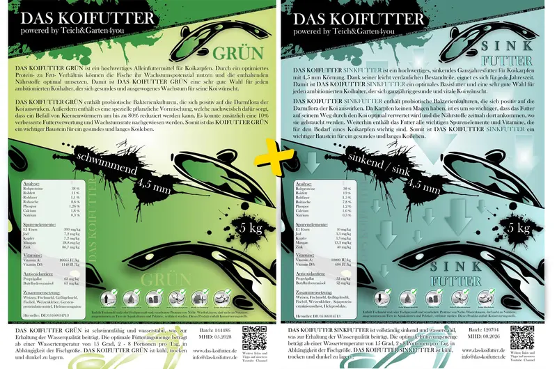 DAS KOIFUTTER Ganzjahres-Kombi – GRÜN + SINKFUTTER