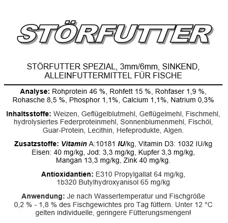 DAS STÖRFUTTER 3mm/6mm 10kg