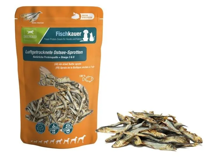 Dauerkauer Fischkauer Hunde 60g luftgetrocknet Ostsee Sprotten Hund Katze Snack