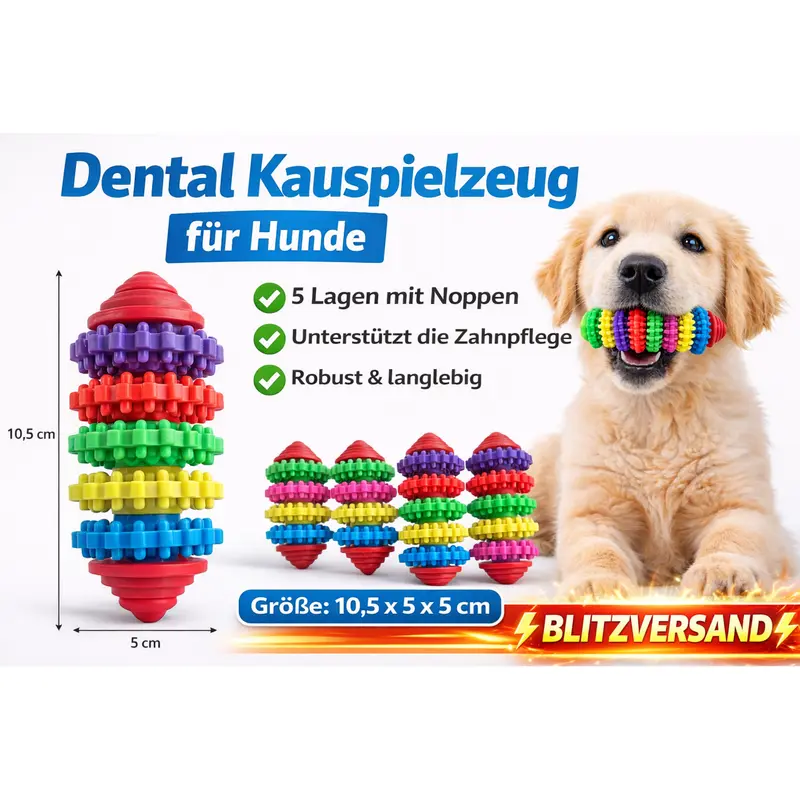 Denta Fun Rugbyball Football Ball TPR Hunde Dog Zahnpflege Kauspielzeug 5 Layer