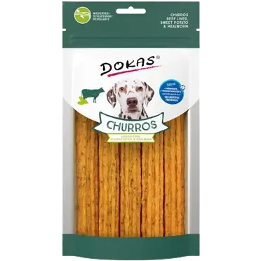 DOKAS Dog Churros mit Rinderleber, Süsskartoffel & Mehlwurm | Hundesnack