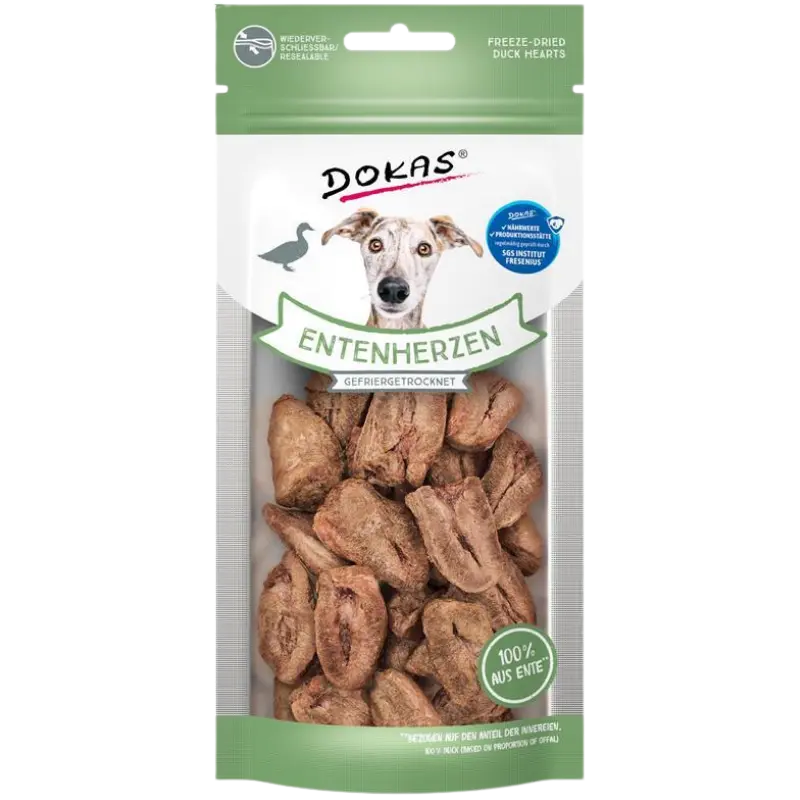 Dokas Dog Entenherzen gefriergetrocknet 22 g | Hundesnack