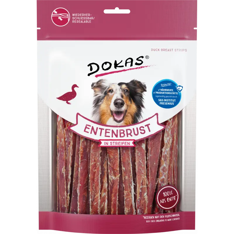 DOKAS Entenbrust in Streifen 250 g | Hundesnack