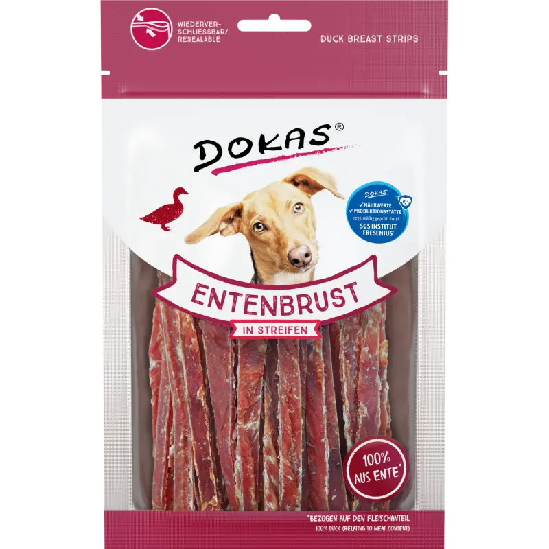 DOKAS Entenbrust in Streifen 70 g | Hundesnack