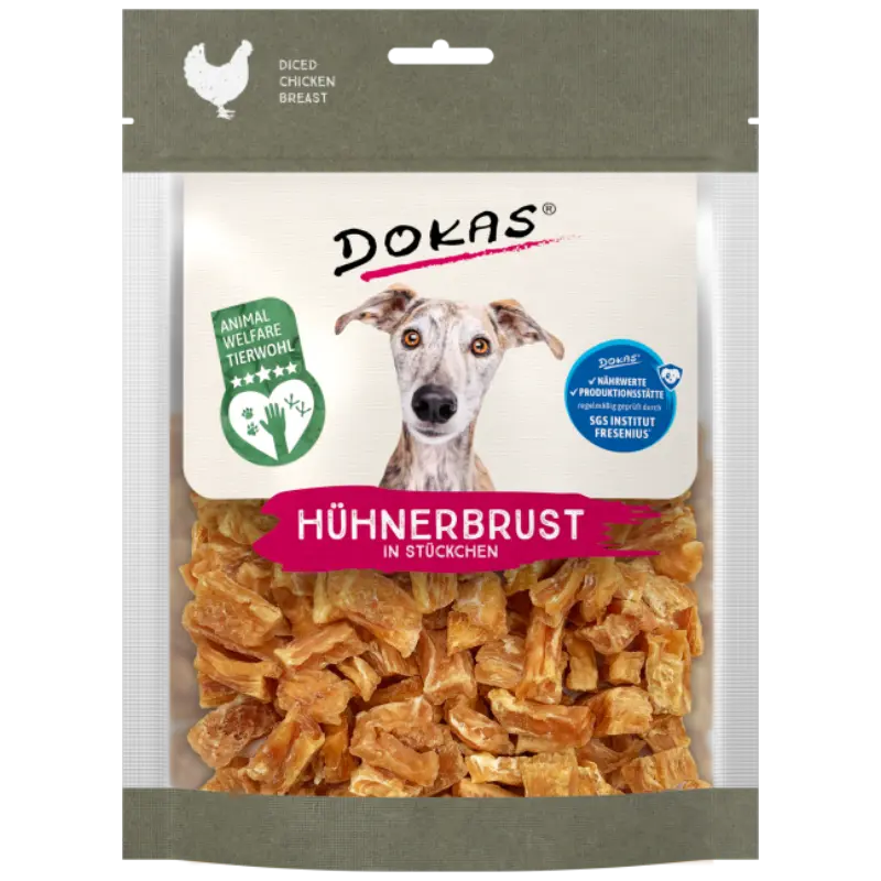 DOKAS Hühnerbrust in Stücken 170 g | Hundesnack
