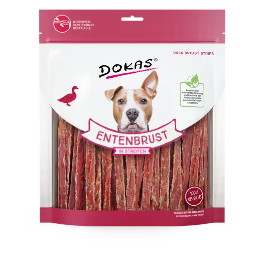 Dokas Hundesnack Entenbrust in Streifen Kaustreifen