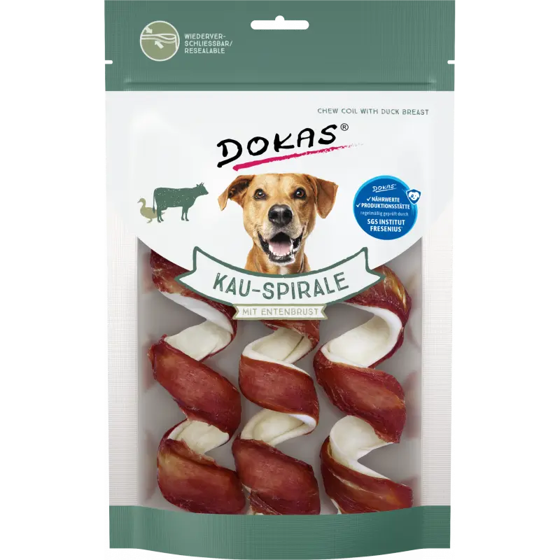 DOKAS Kau-Spirale mit Entenbrust 110 g | Hundesnack