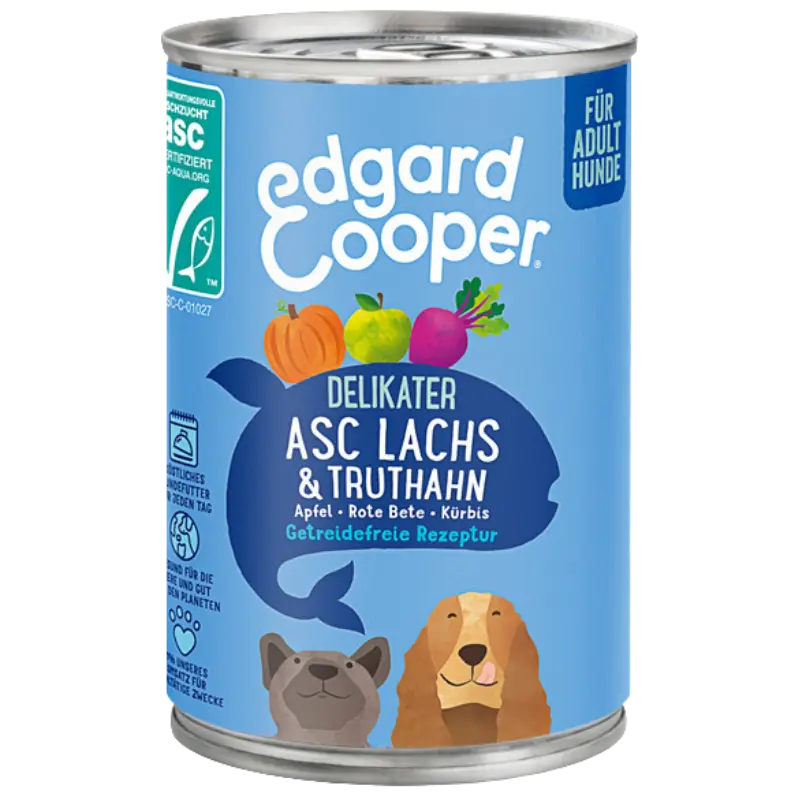 Edrgard & Cooper getreidefreies Nassfutter Adult mit Lachs & Truthahn 400g