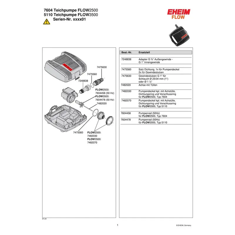 EHEIM Adapter G 3/4 auf G 1 für FLOW 2500/3500 (7248838)