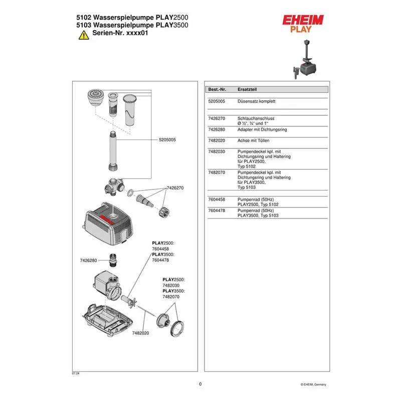 EHEIM Adapter mit Dichtungsring für PLAY 2500/3500 und MODUL 4000 (7426280)
