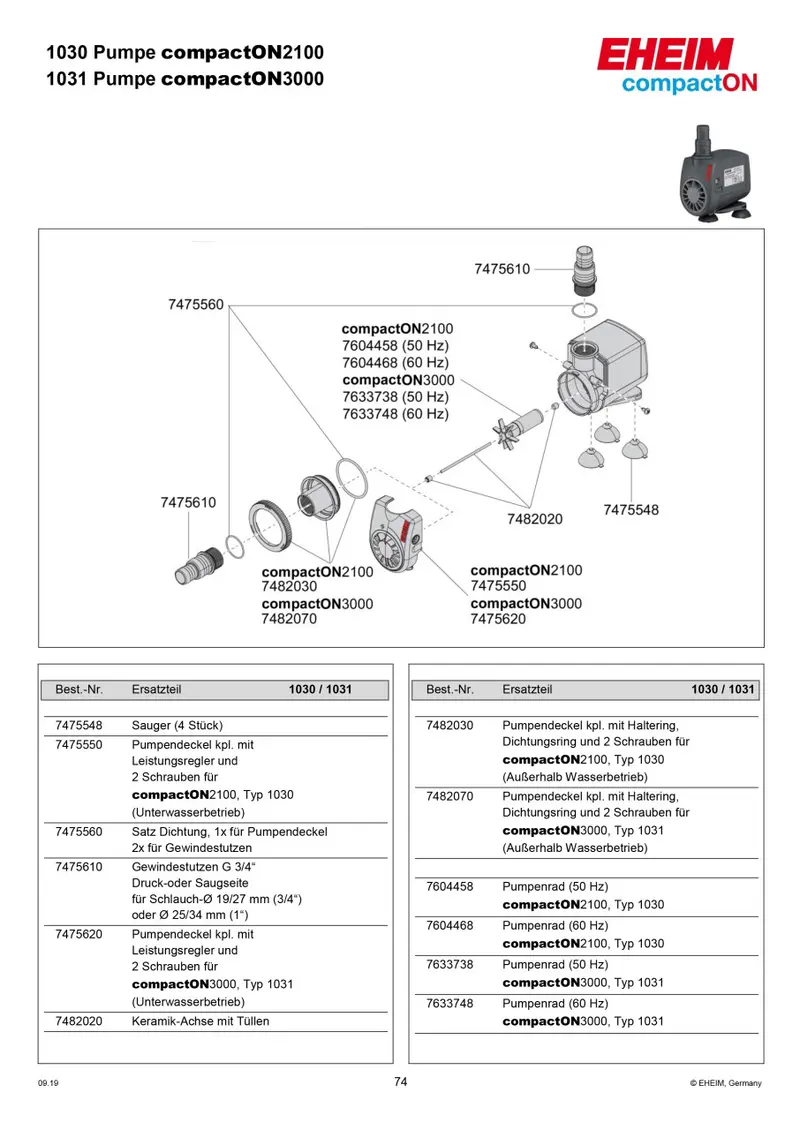 EHEIM Pumpenrad (50 Hz) compactON 3000 7633738