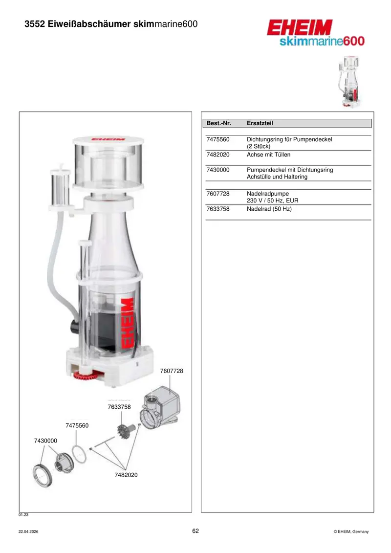 EHEIM Pumpenrad f. skimmarine 600 7633758