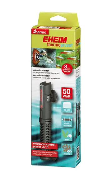 EHEIM thermopreset Elektronischer Aquariumheizer 50–200 W mit 25 °C Festtemperatur