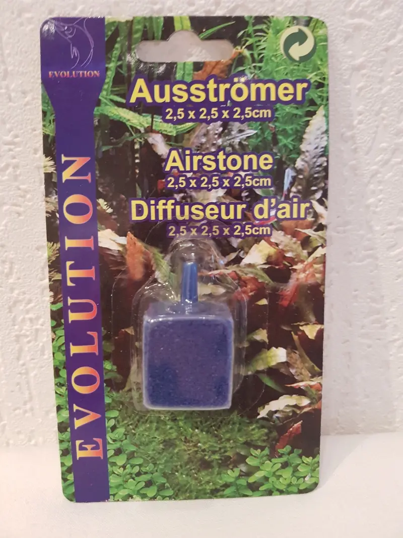 Evolution Sprudelstein Ausströmer quadratisch 2,5x2,5x2,5cm blau Sauerstoff