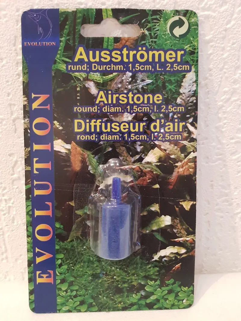 Evolution Sprudelstein Ausströmer rund 1,5x2,5cm blau Aquarium Sauerstoff