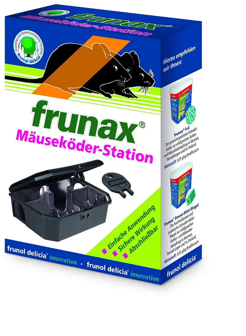 frunax Mäuseköder Station inkl. Schlüssel - Mäuseköderbox Köderbox Mäuse schwarz