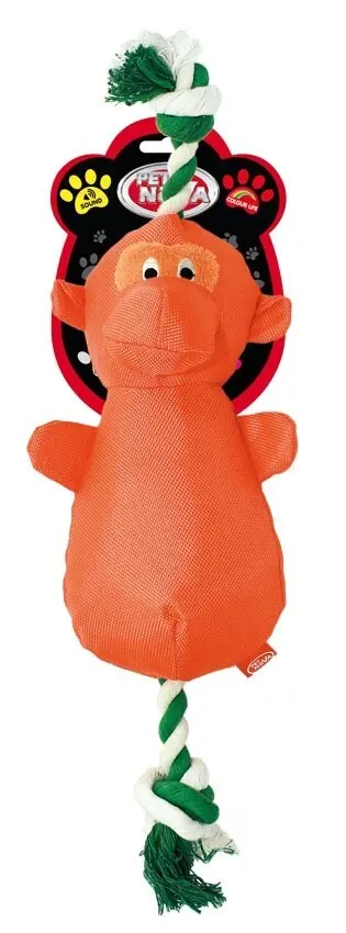 Hunde Plüsch Spielzeug quietschender Affe + Seil ca. 32cm Hund Kuscheltier