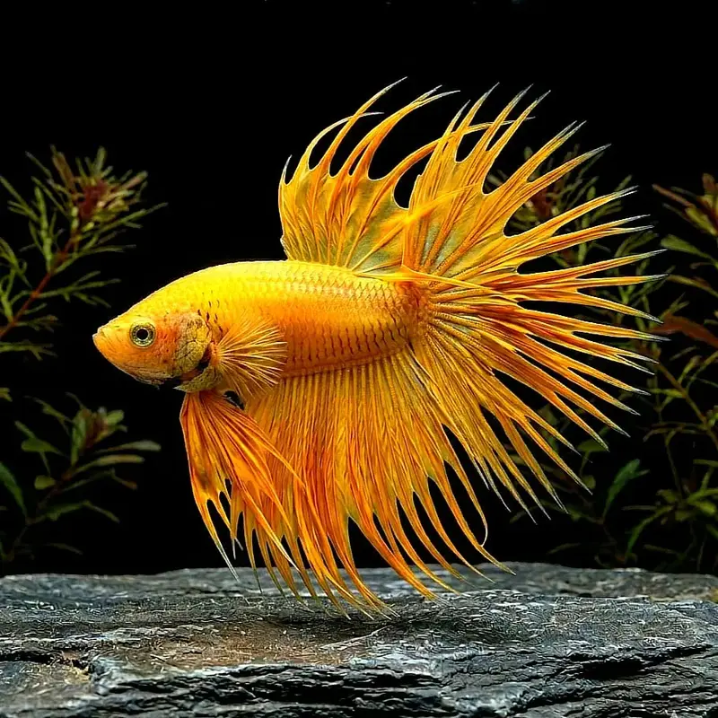 Kampffisch DRAGON GELB Betta splendens – CROWNTAIL 🐠💛