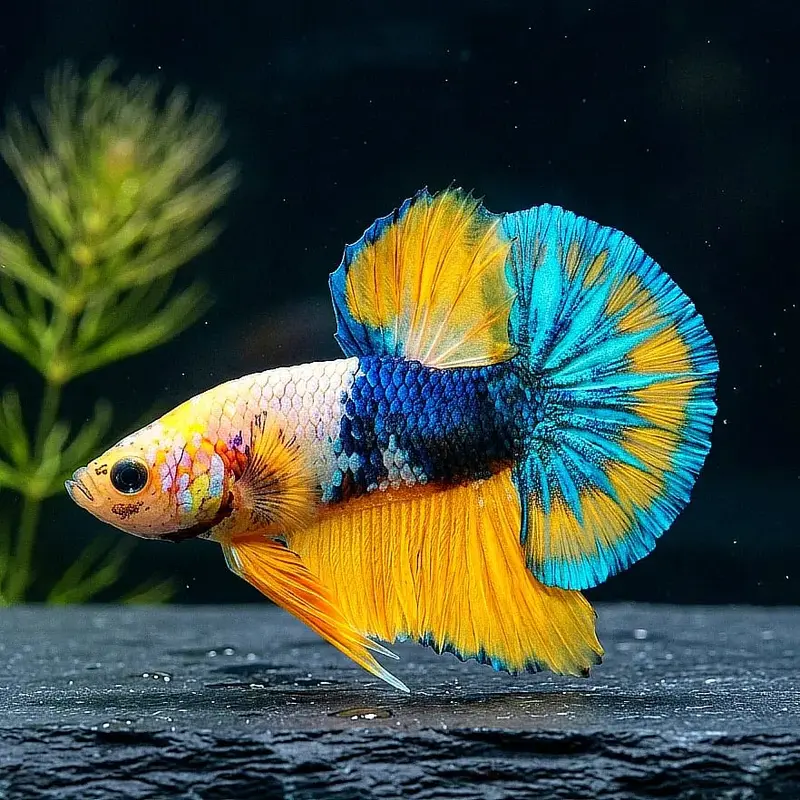 Kampffisch Gelb Blau Betta splendens – Plakat