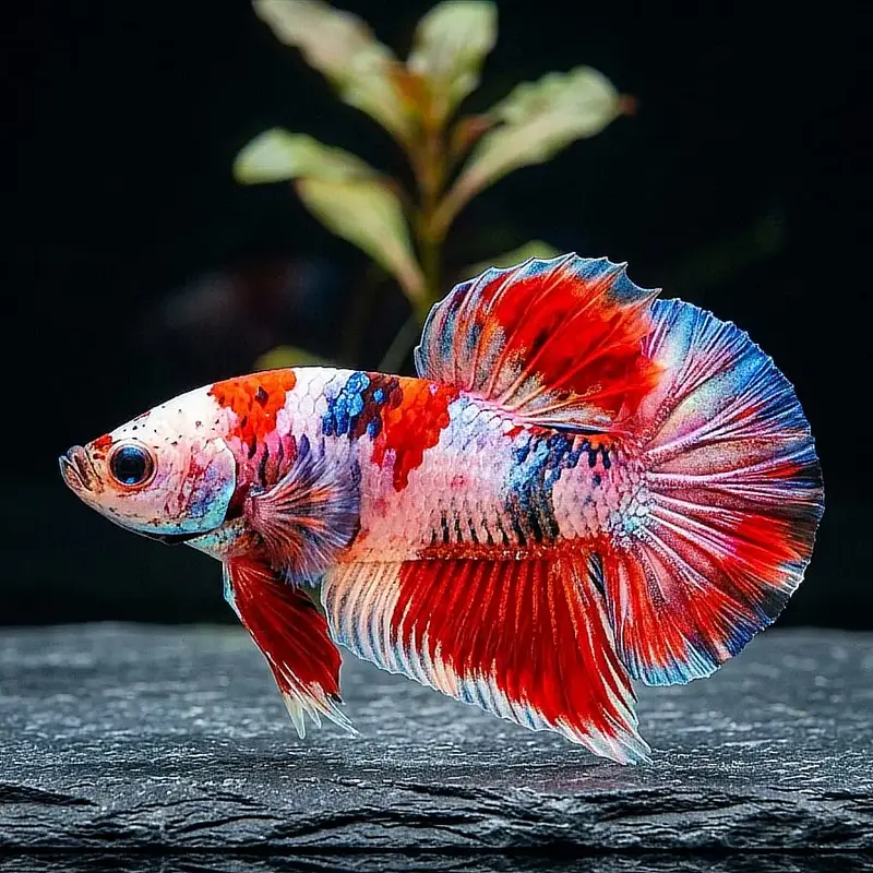 Kampffisch Rot marmoriert Betta splendens – Plakat, 🐠❤