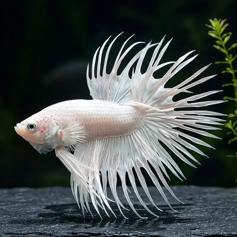 Kampffisch Vollweiß Betta splendens – Crowntail ❄️🐠